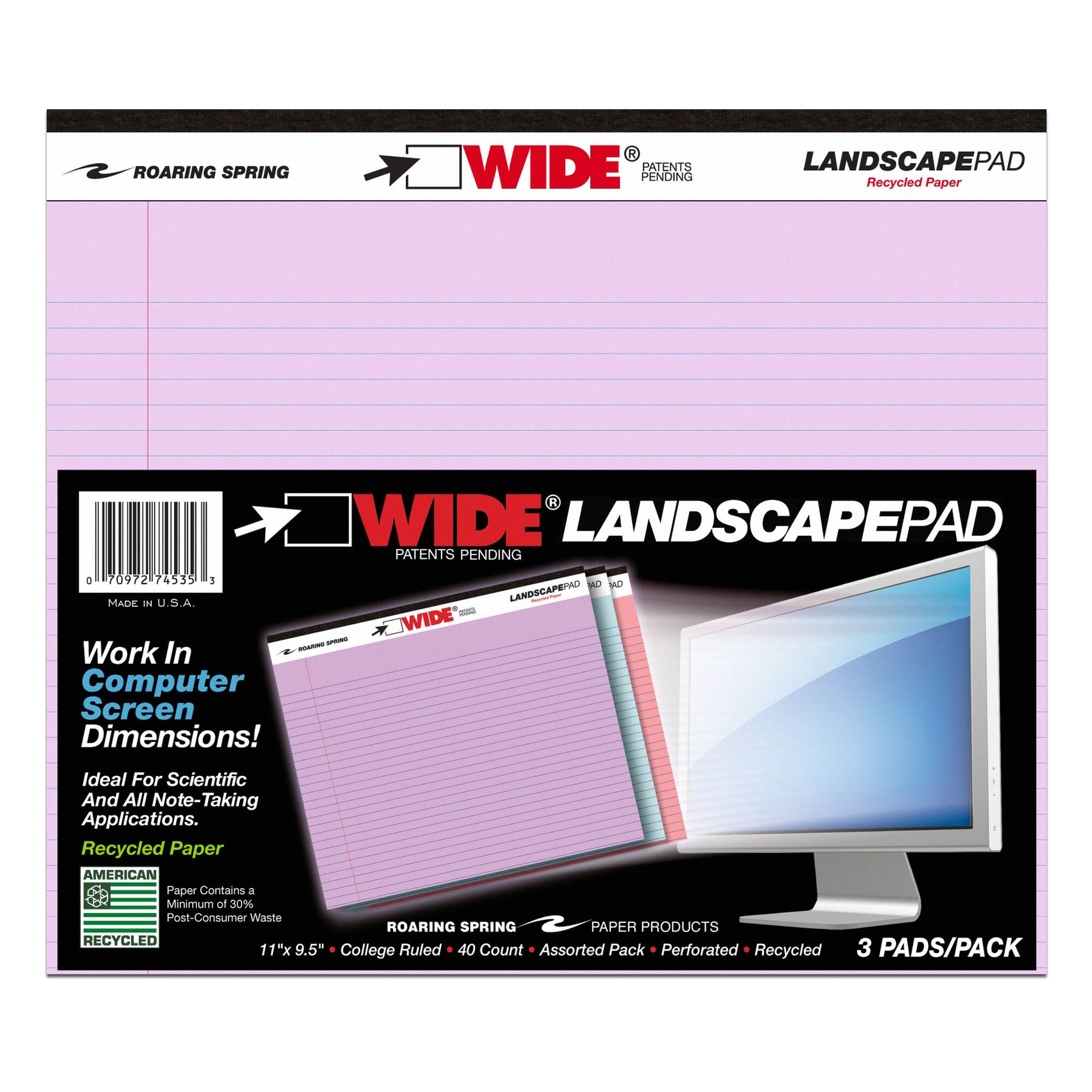 Orchid, Blue & Pink Landscape Legal Pad, Pack of 6